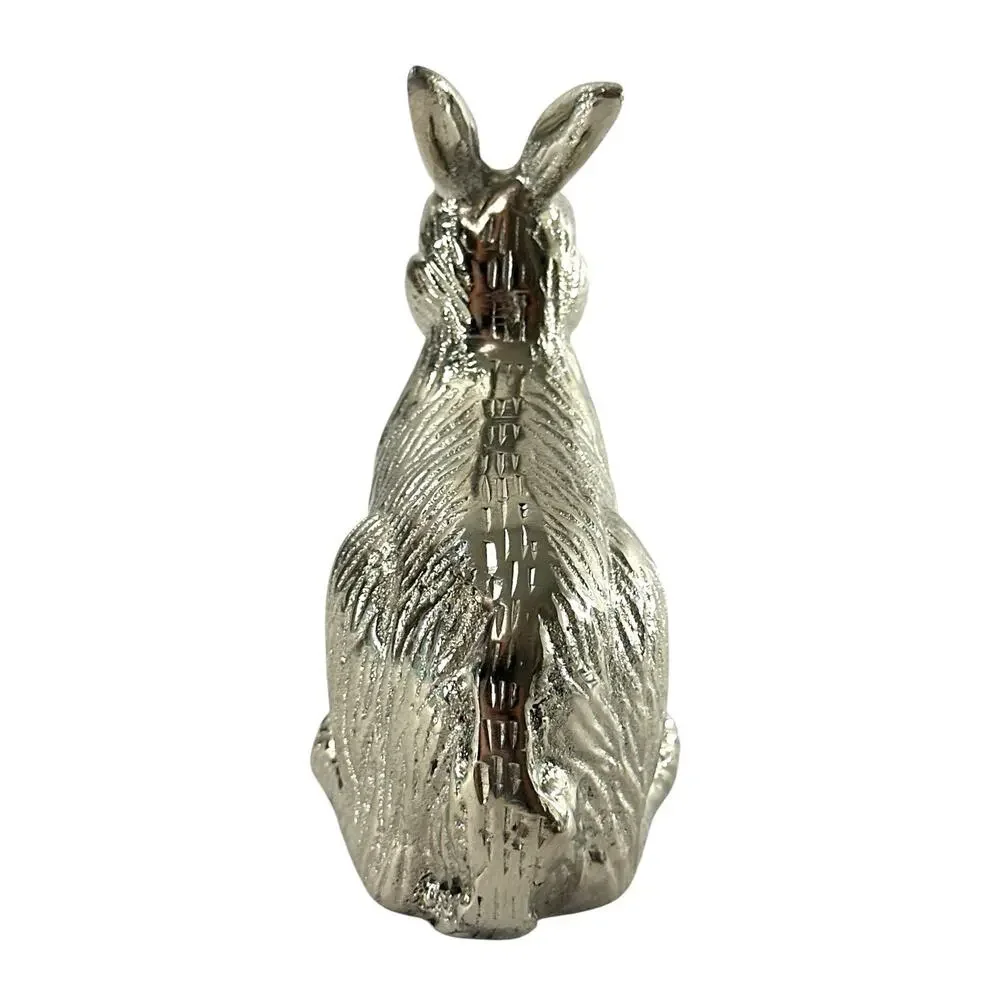Cast Aluminum Rabbit Hare Figurine Silver Metal Sculpture 4.5”